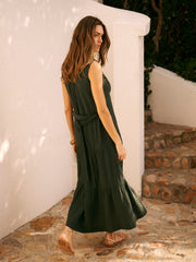Sunni Cotton Double Cloth Dress - Khaki | NRBY Clothing