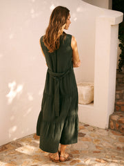 Sunni Cotton Double Cloth Dress - Khaki | NRBY Clothing