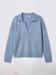 Sydney cashmere collared sweater - Cornflower Blue