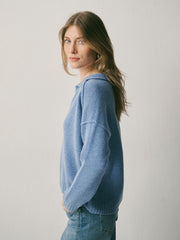 Sydney cashmere collared sweater - Cornflower Blue | NRBY Clothing