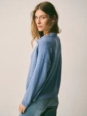 Sydney cashmere collared sweater - Cornflower Blue | NRBY Clothing