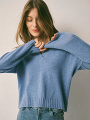 Sydney cashmere collared sweater - Cornflower Blue | NRBY Clothing