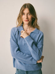 Sydney cashmere collared sweater - Cornflower Blue | NRBY Clothing
