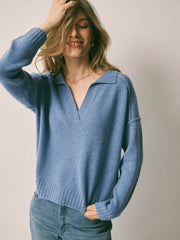 Sydney cashmere collared sweater - Cornflower Blue | NRBY Clothing