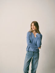 Sydney cashmere collared sweater - Cornflower Blue | NRBY Clothing