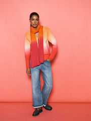 Sunset Ombre Cotton Cashmere Blend Scarf - Pink / Orange