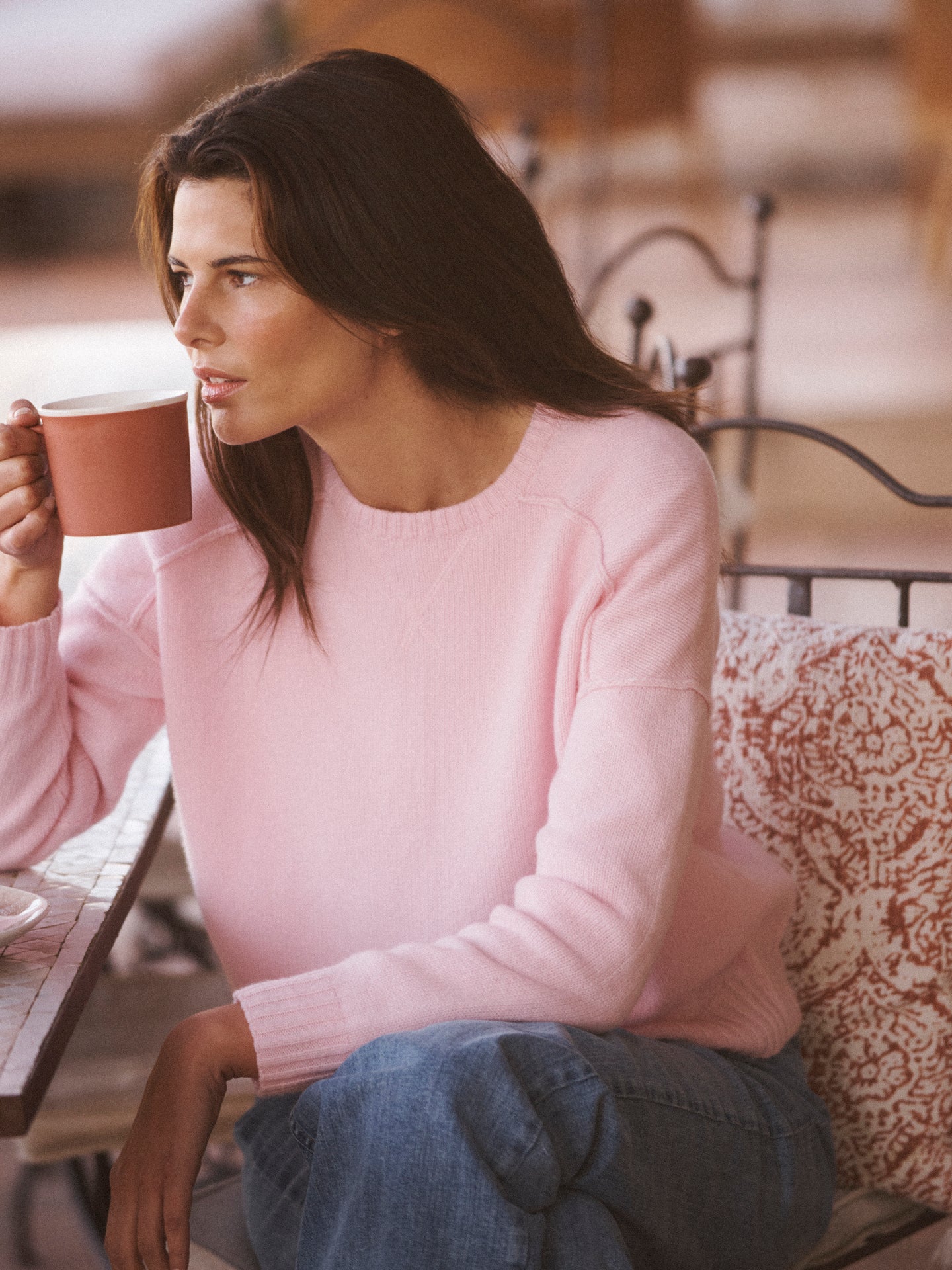 Sydney cashmere crew neck sweater - Soft Pink