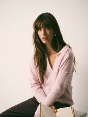 Sydney cashmere collared sweater - Soft Pink | NRBY Clothing