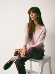 Sydney cashmere collared sweater - Soft Pink | NRBY Clothing