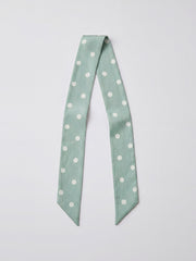 Silk polka dot dash scarf - Soft Sage