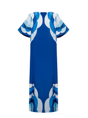 Sintra silk hand-painted tile print dress