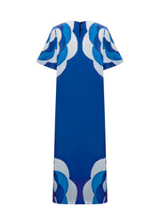 Sintra silk hand-painted tile print dress