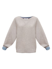 Sleepy Joe merino cashmere sweater - Sand with Aqua