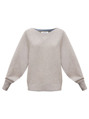 Sleepy Joe merino cashmere sweater - Sand with Aqua