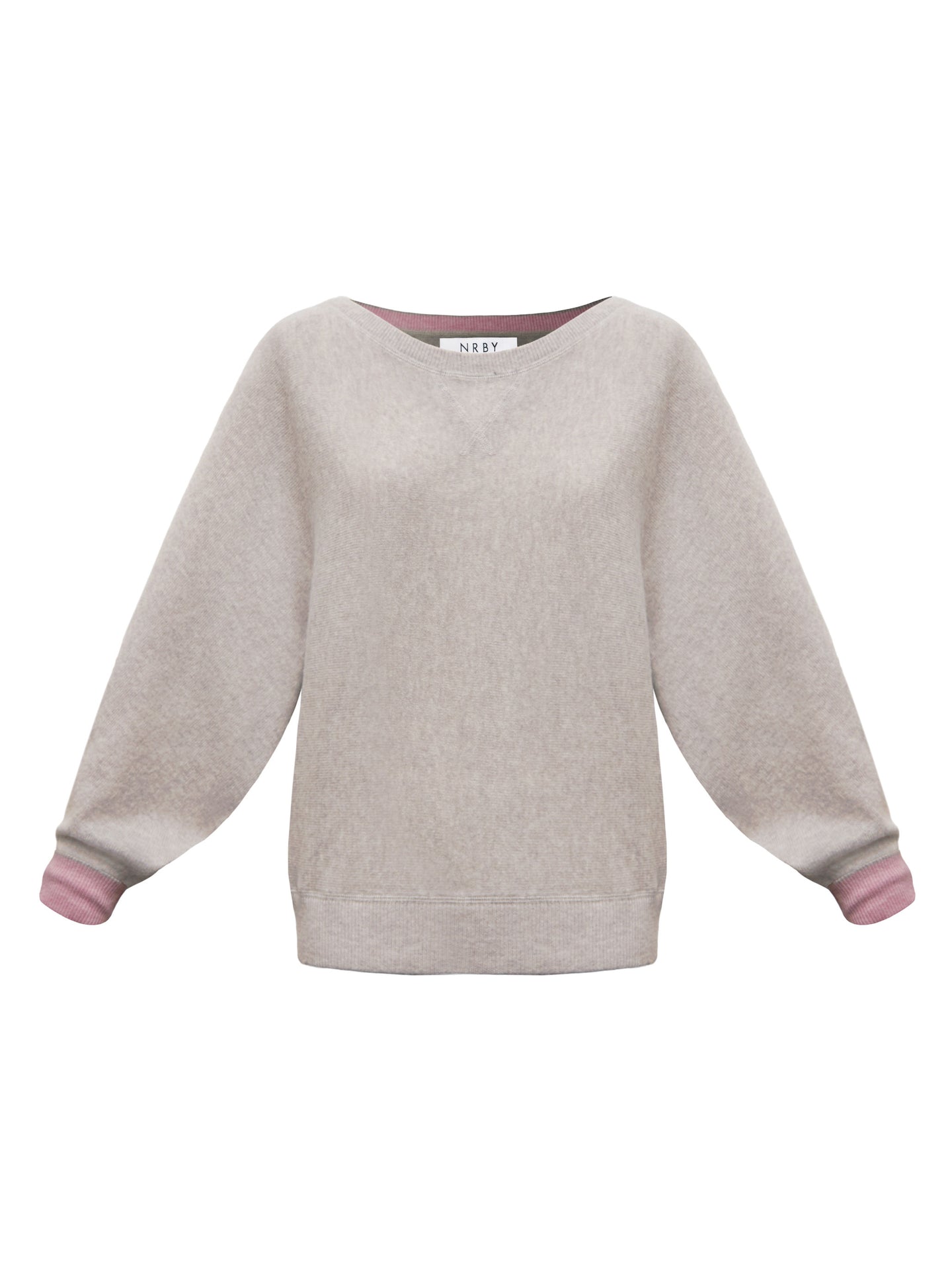 Sleepy Joe merino cashmere sweater - Silver Grey with Pink