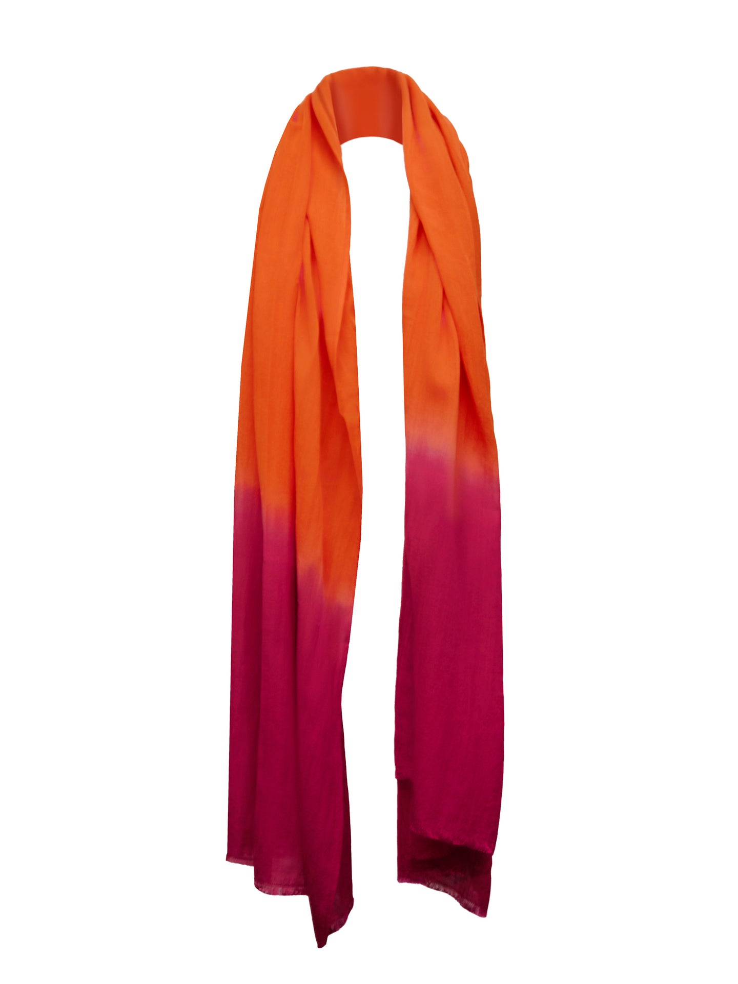Sunset ombre cotton cashmere blend scarf - Pink / Orange