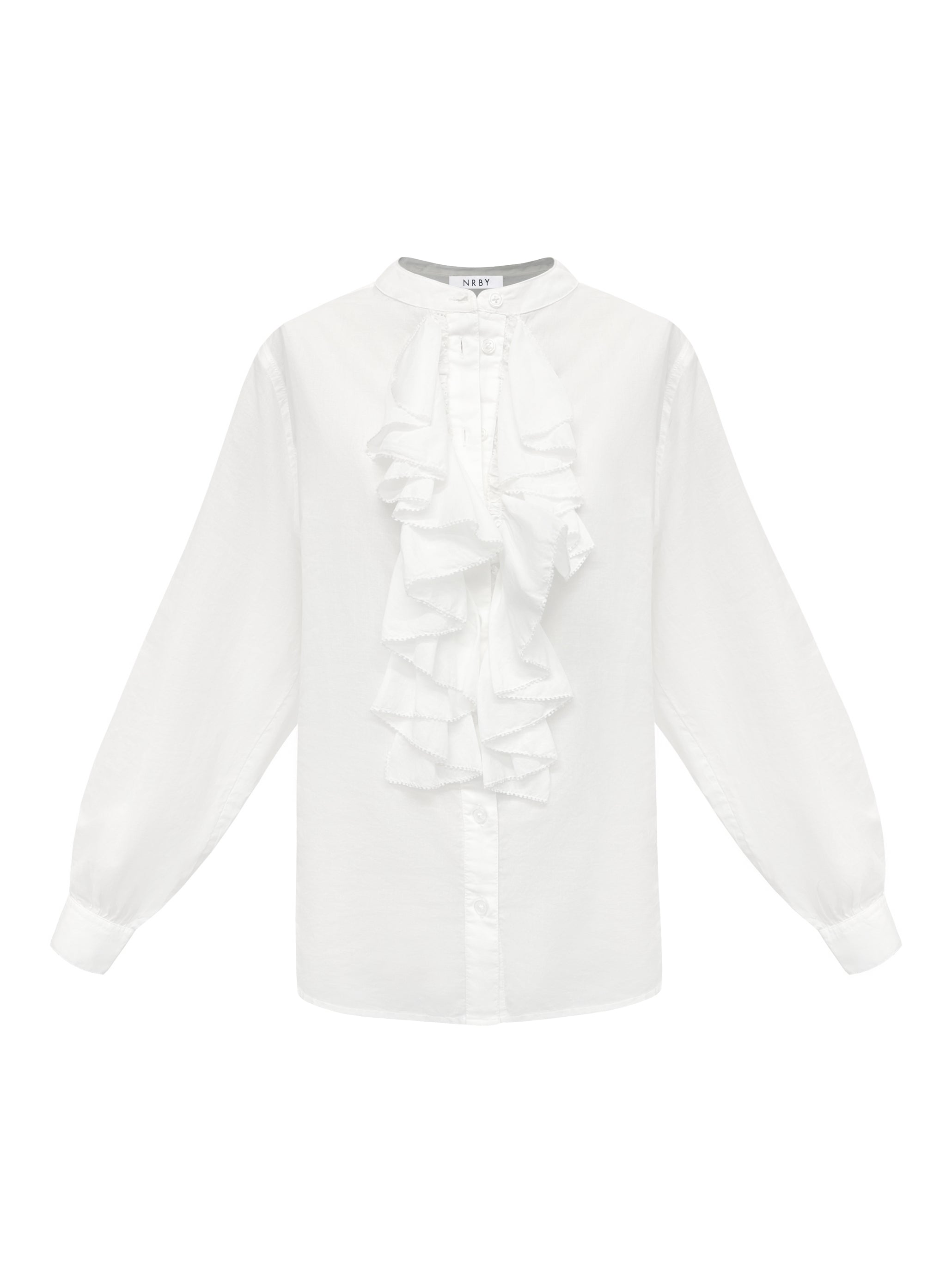 Suzie cotton frill shirt in White | NRBY Clothing