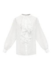 Suzie cotton frill shirt - White