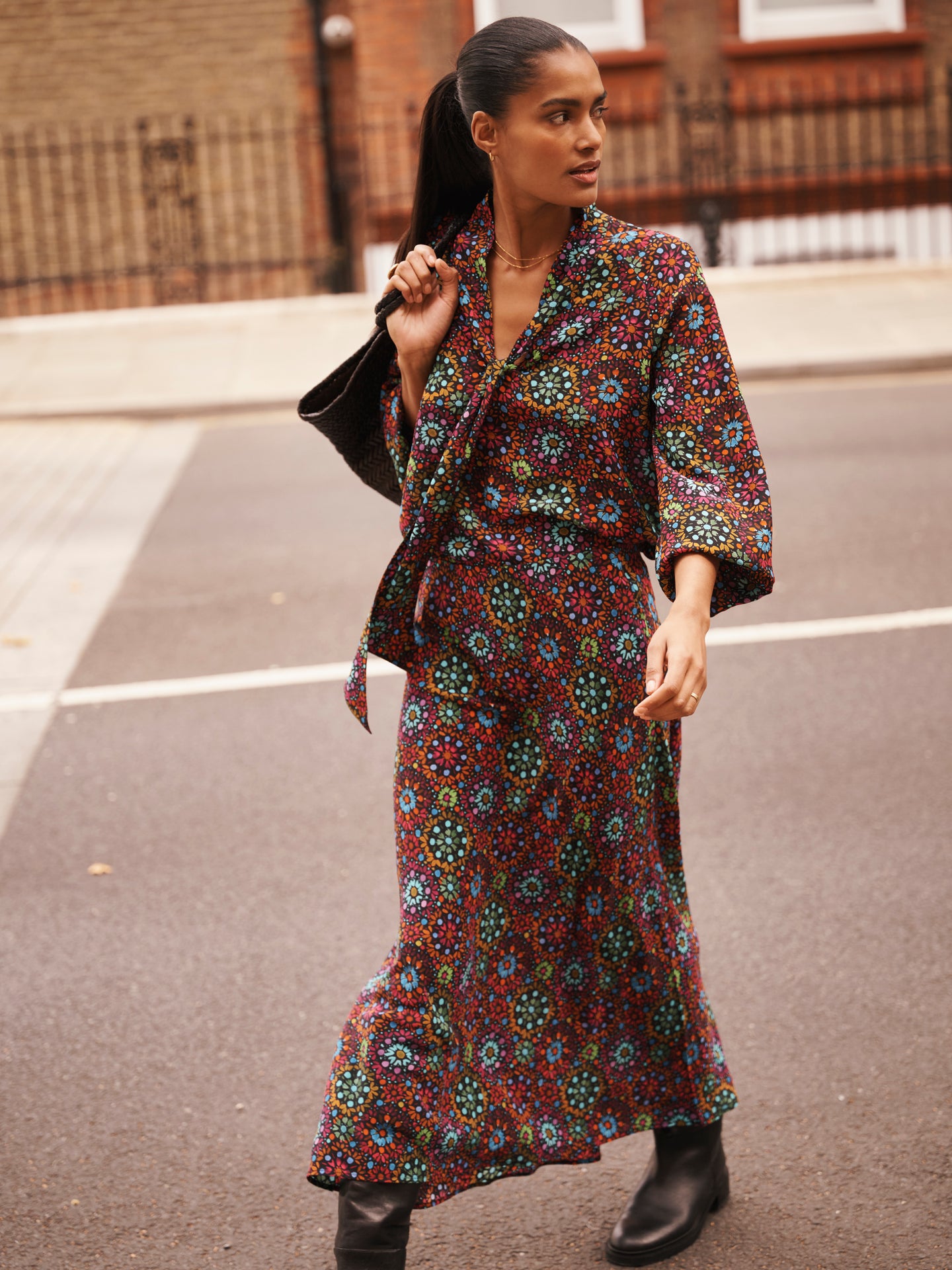 Tabby silk kaleidoscope skirt