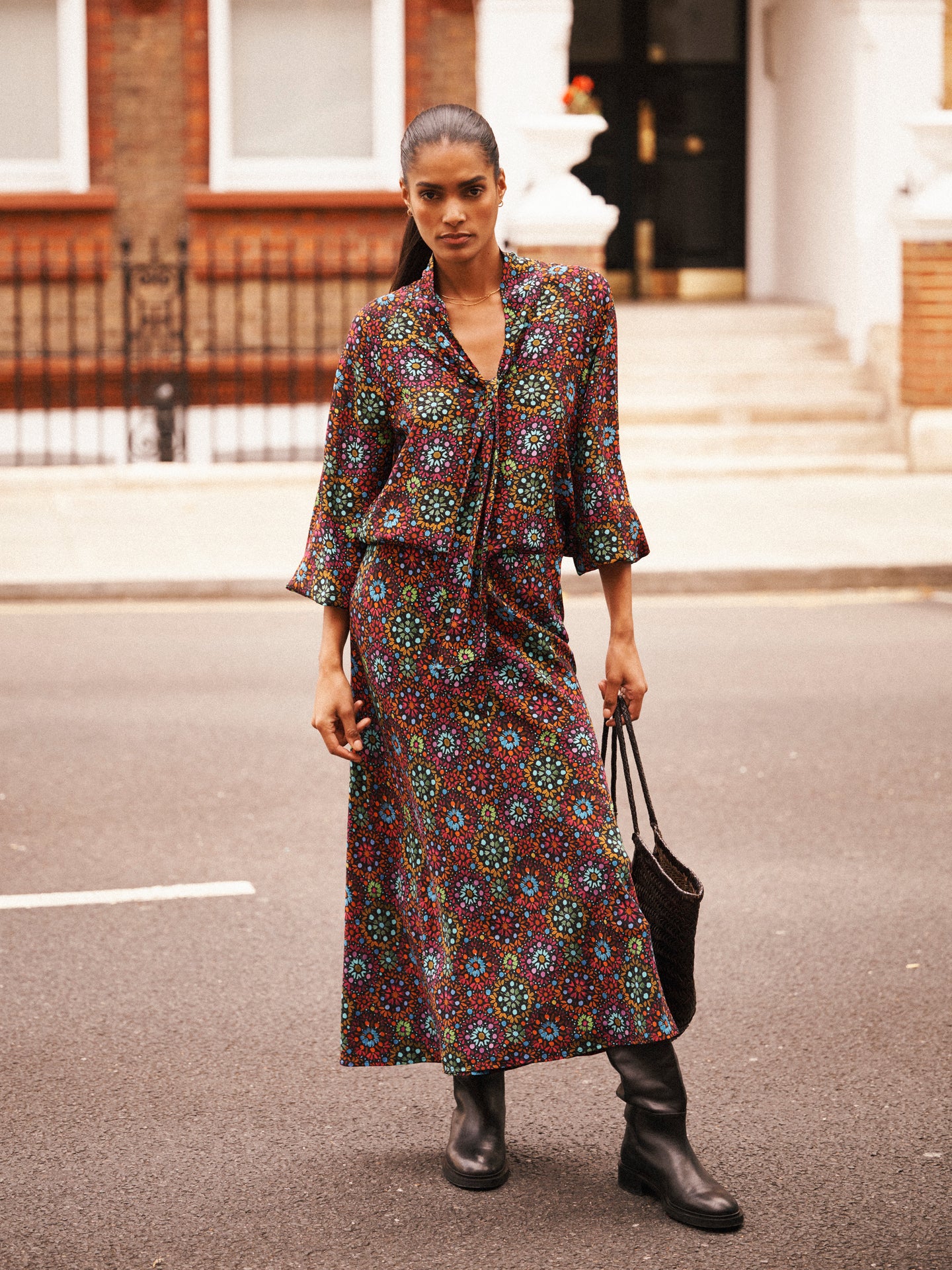 Tabby silk kaleidoscope skirt