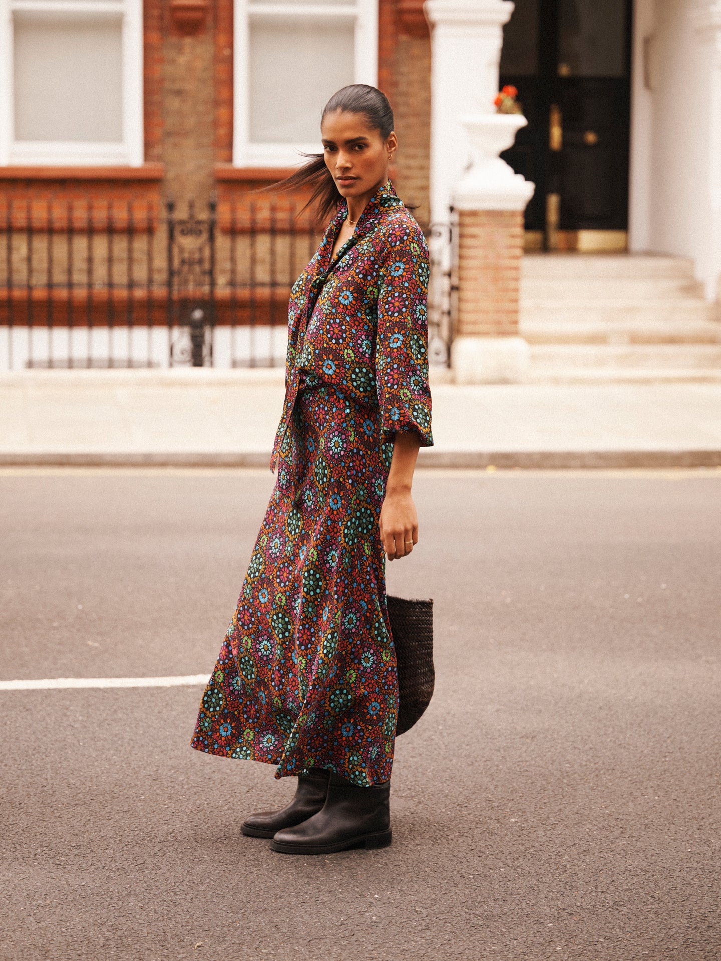 Tabby silk kaleidoscope skirt