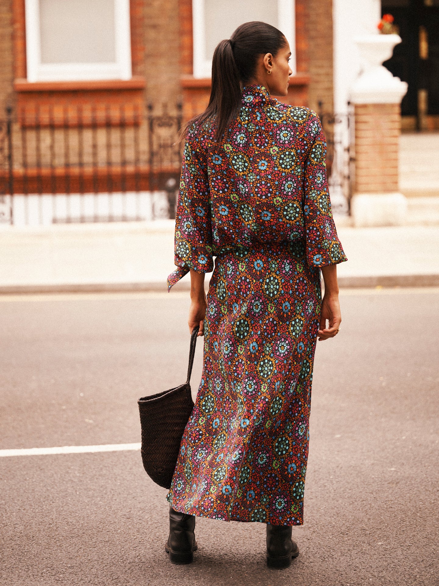 Tabby silk kaleidoscope skirt