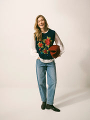 Tabitha embroidered rose tank - Navy | NRBY Clothing