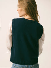 Tabitha embroidered rose tank - Navy | NRBY Clothing