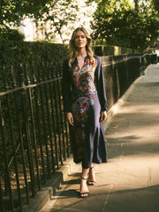 Tamara Silk Paisley Placement Print Dress