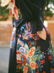 Tamara Silk Paisley Placement Print Dress