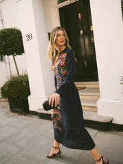 Tamara Silk Paisley Placement Print Dress