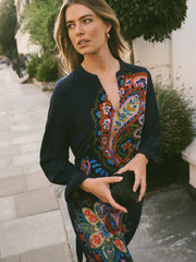 Tamara Silk Paisley Placement Print Dress