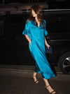 Tatiana silk satin maxi dress - Peacock Blue