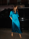 Tatiana silk satin maxi dress - Peacock Blue