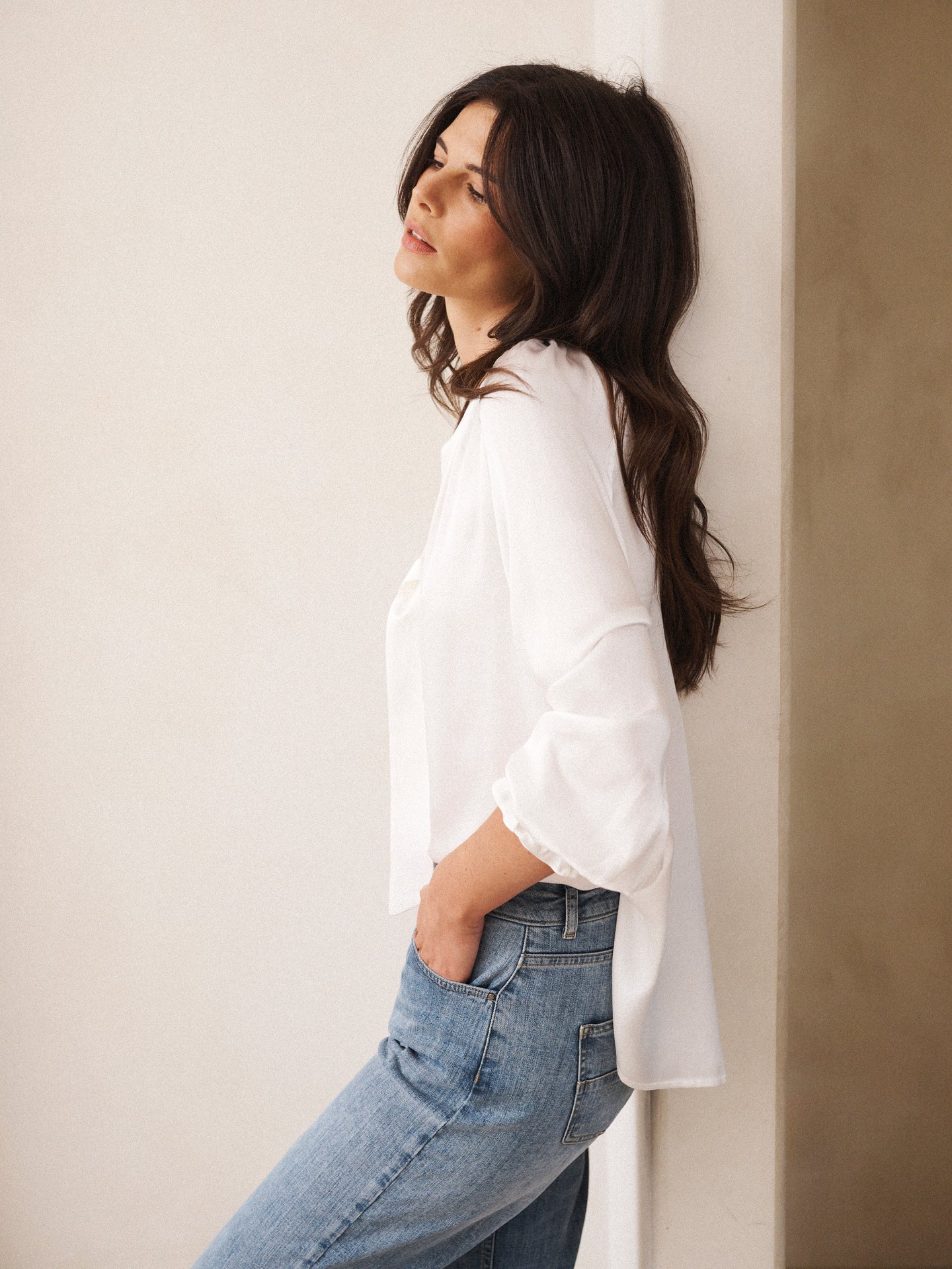 Teagan silk satin shirt - Ivory