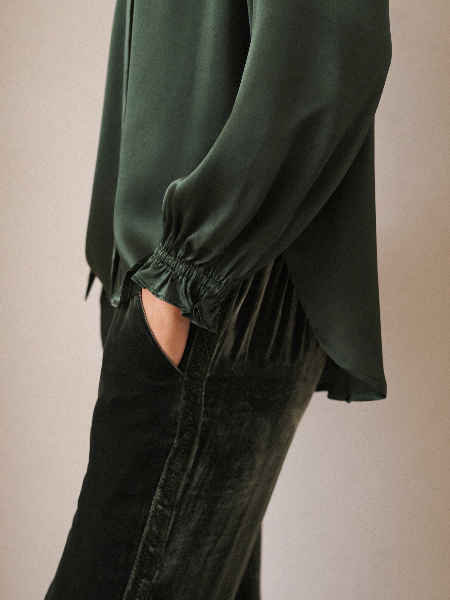 Teagan silk satin shirt - Khaki