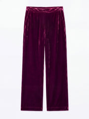 Thea Silk Blend Velvet Trouser - Crushed Berry