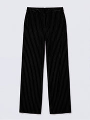 Thea silk blend velvet pinstripe trouser - Black Pinstripe | NRBY Clothing