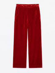 Thea Silk Blend Velvet Trouser - Red