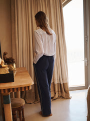 Harri silk stripe shirt - Azure & Ivory | NRBY Clothing