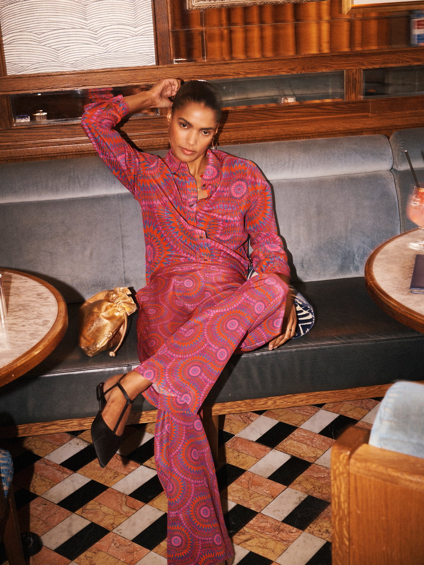 Silk Shirt & Silk Palazzo Trouser - Pink Batik