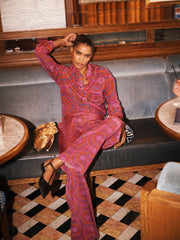 Silk Shirt & Silk Palazzo Trouser - Pink Batik