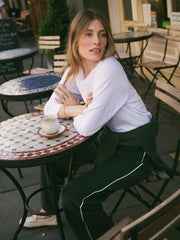 Wanda cotton & linen 3/4 sleeve t-shirt - White | NRBY Clothing