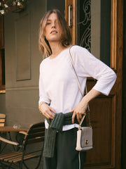 Wanda cotton & linen 3/4 sleeve t-shirt - White | NRBY Clothing