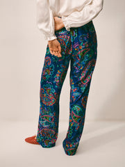 Thea silk blend velvet paisley print trouser | NRBY Clothing