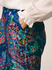 Thea silk blend velvet paisley print trouser | NRBY Clothing