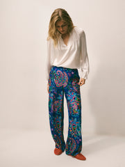 Thea silk blend velvet paisley print trouser | NRBY Clothing