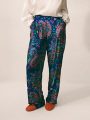 Thea silk blend velvet paisley print trouser | NRBY Clothing