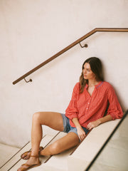 Tilda cotton embroidered gingham shirt | NRBY Clothing