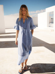 Tonia linen dress - Denim Blue | NRBY Clothing
